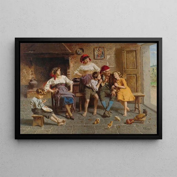 Visit to Grandpa's House - Eugenio Zampighi — framed artwork on a wall