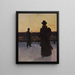 Street scene painting at dusk - Eugeniusz Ludwik Dąbrowa-Dąbrowski — framed artwork on a wall
