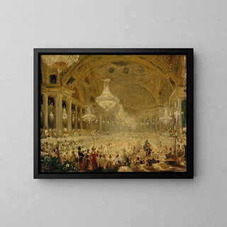 The Banquet of Ladies in the Tuileries Theater Hall, 1835 balls - Eugène-Emmanuel Viollet-le-Duc — framed artwork on a wall
