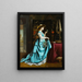 Young woman with a parrot - Eugène Accard — framed artwork on a wall