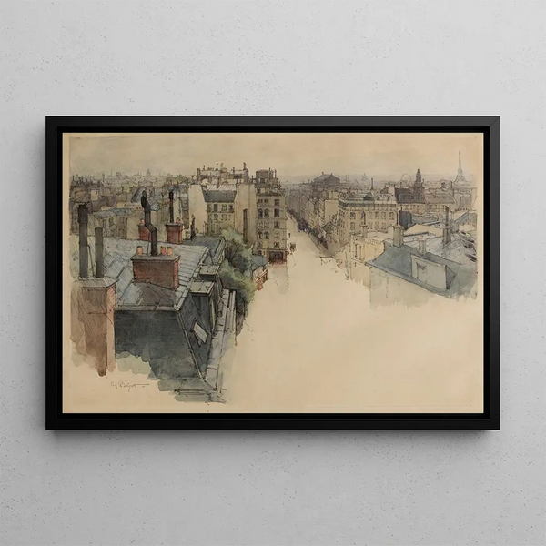 Paris View from the Heights of Montmartre - Eugène Boudin — framed artwork on a wall