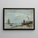 Beach with fishing boats - Eugène Boudin — framed artwork on a wall