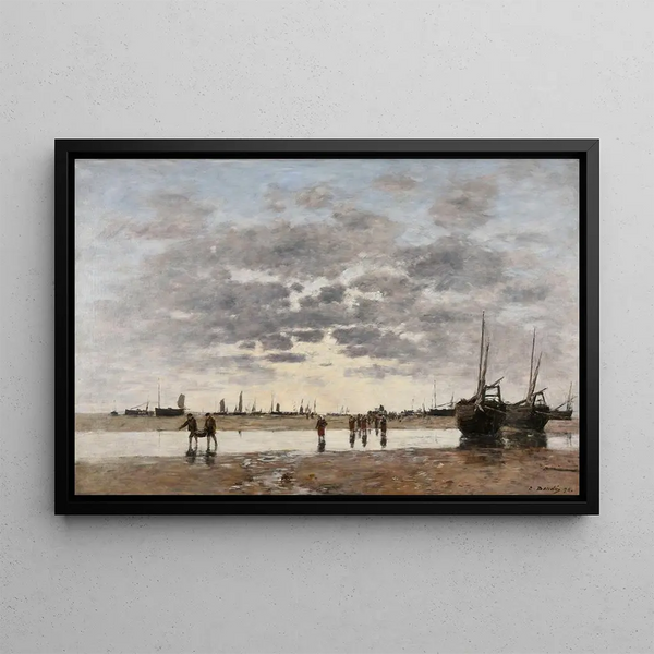 Berck, the return of the boats - Eugène Boudin — framed artwork on a wall