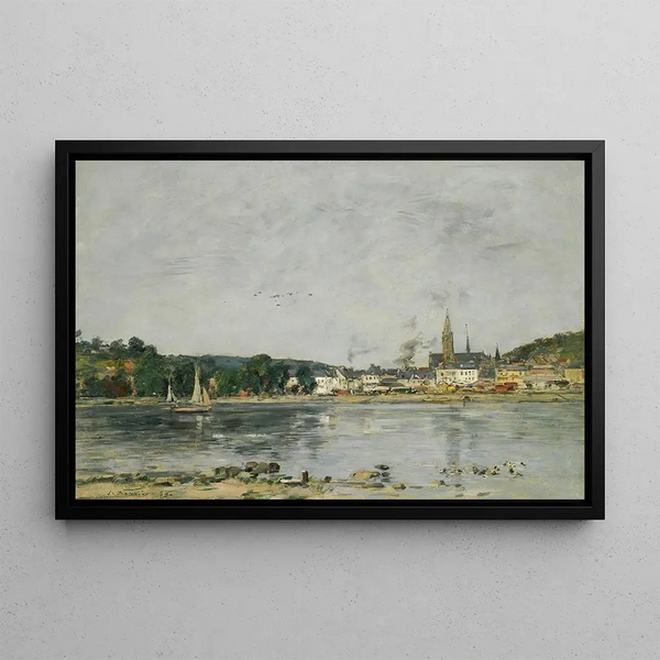 Caudebec-en-Caux, the Seine Quay - Eugène Boudin — framed artwork on a wall