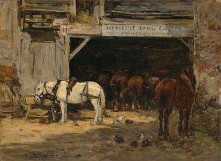 a Cour et curie d'un loueur painting - Eugène Boudin — artwork view
