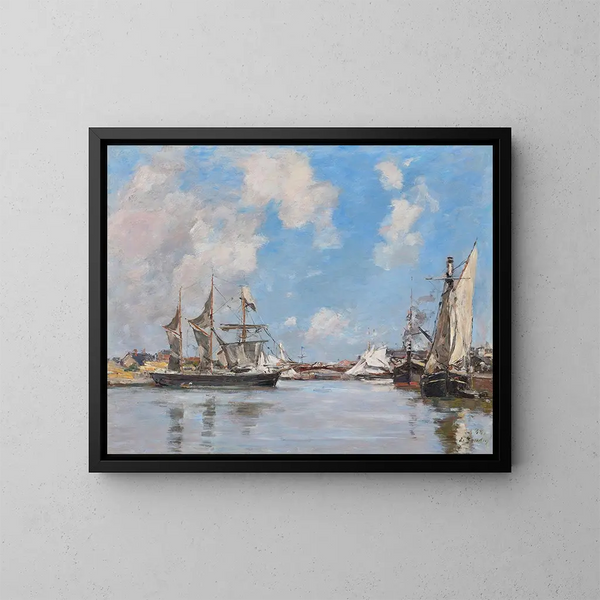 Deauville, le bassin - Eugène Boudin — framed artwork on a wall