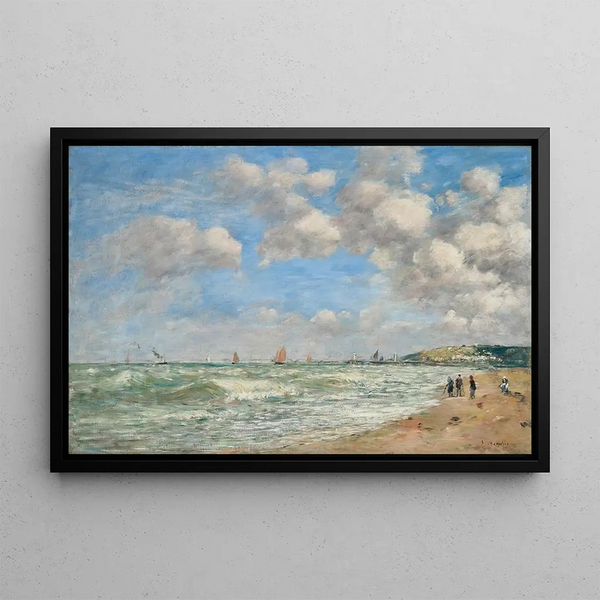 Deauville, la plage marée montante - Eugène Boudin — framed artwork on a wall