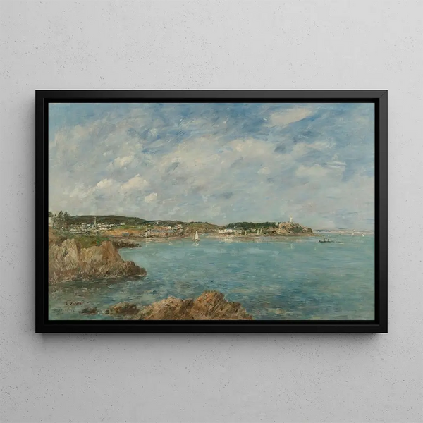 Douarnenez, the bay seen from Tristan Island - Eugène Boudin — framed artwork on a wall