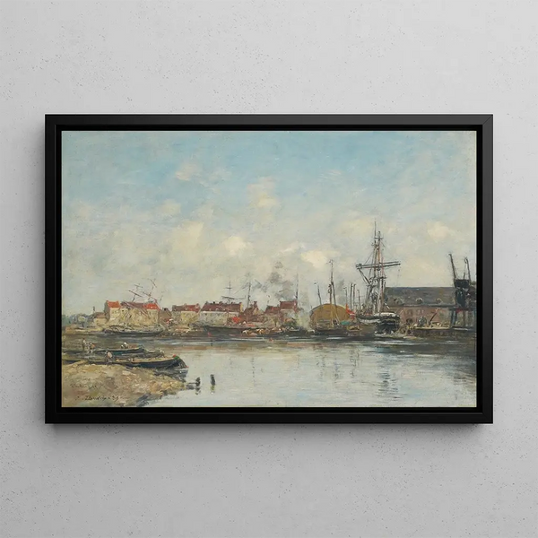 Dunkerque Old Basin - Eugène Boudin — framed artwork on a wall