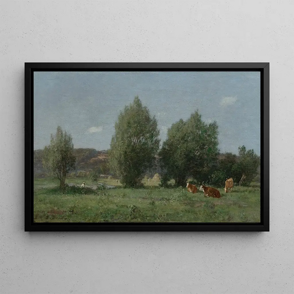 Environs d'Honfleur pasture - Eugène Boudin — framed artwork on a wall