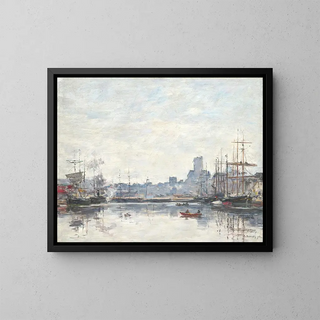 The Port in Foggy Weather - Eugène Boudin — framed artwork on a wall