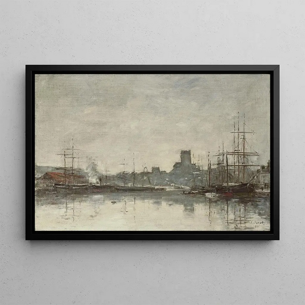Fécamp, the port - Eugène Boudin — framed artwork on a wall