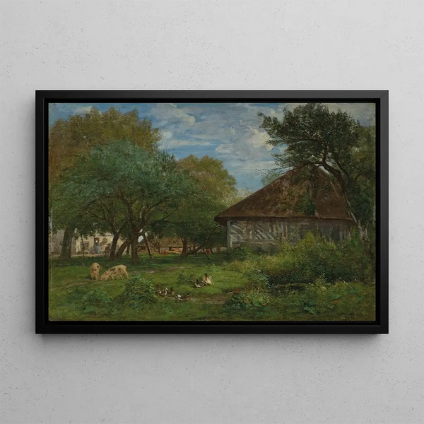 Farm near Honfleur - Eugène Boudin — framed artwork on a wall