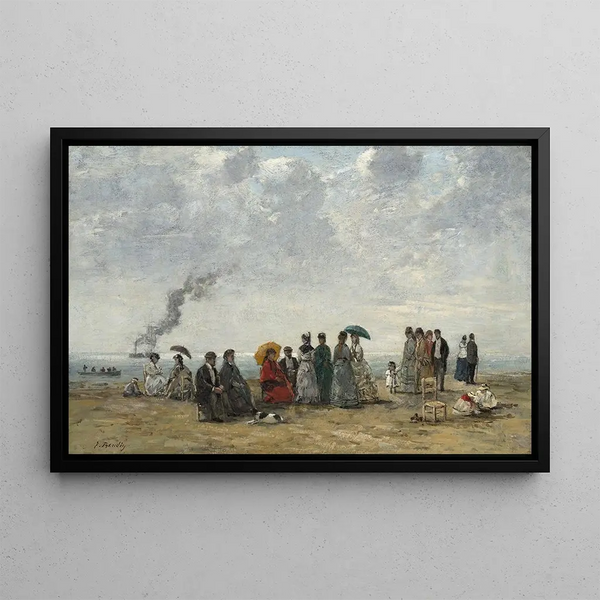 Figures sur la plage - Eugène Boudin — framed artwork on a wall