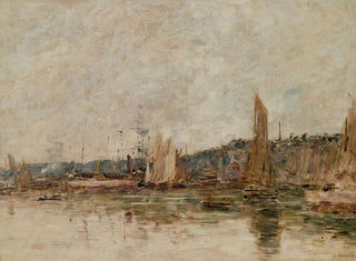 Honfleur painting, the port in the morning - Eugène Boudin — artwork view