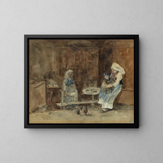 Interior Breton, maternity - Eugène Boudin — framed artwork on a wall