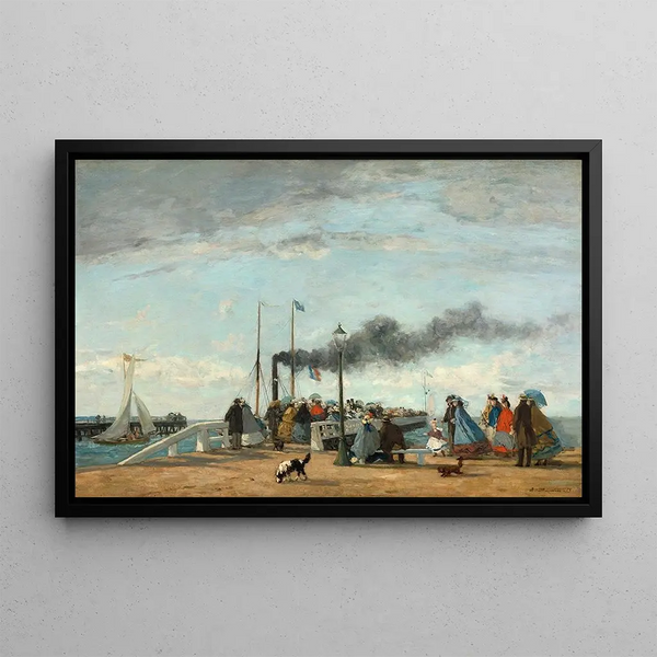 Jetée et quai à Trouville - Eugène Boudin — framed artwork on a wall