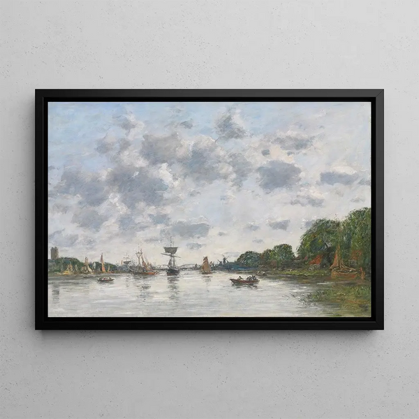 La Meuse à Dordrecht - Eugène Boudin — framed artwork on a wall