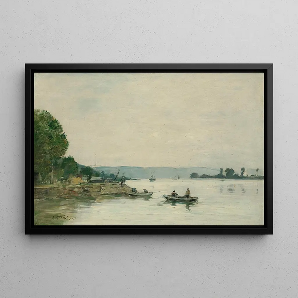 La Seine at Caudebec-en-Caux - Eugène Boudin — framed artwork on a wall