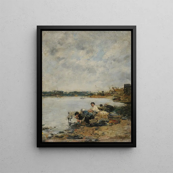 La Touques le matin - Eugène Boudin — framed artwork on a wall