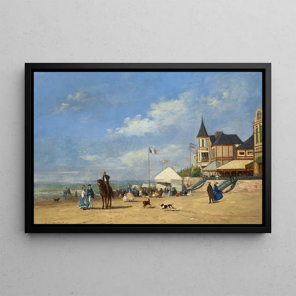 La plage de Trouville - Eugène Boudin — framed artwork on a wall