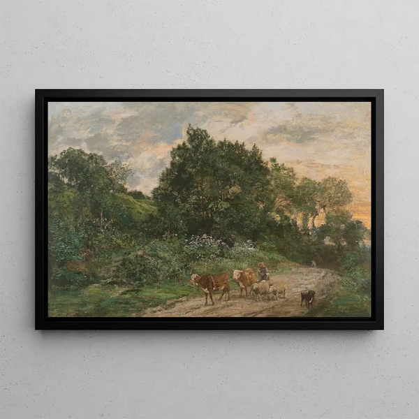 The Return of the Herd - Eugène Boudin — framed artwork on a wall