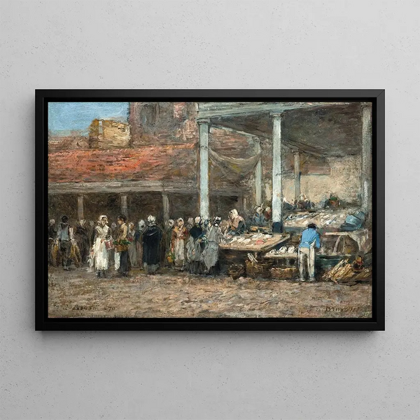 L'Ancien marché aux poissons, Brussels - Eugène Boudin — framed artwork on a wall