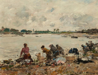 Washers by the Touques River - Eugène Boudin — artwork view