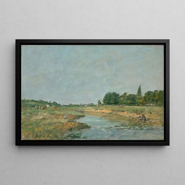 Laveuses au bord de la rivière - Eugène Boudin — framed artwork on a wall