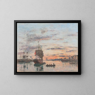 Le Havre, the port of the future - Eugène Boudin — framed artwork on a wall
