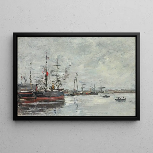 Le Havre, the port - Eugène Boudin — framed artwork on a wall