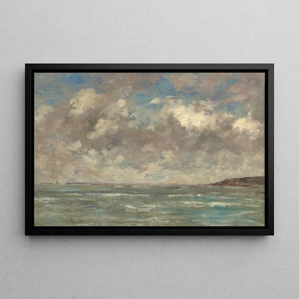 Le Havre, sky over the estuary - Eugène Boudin — framed artwork on a wall