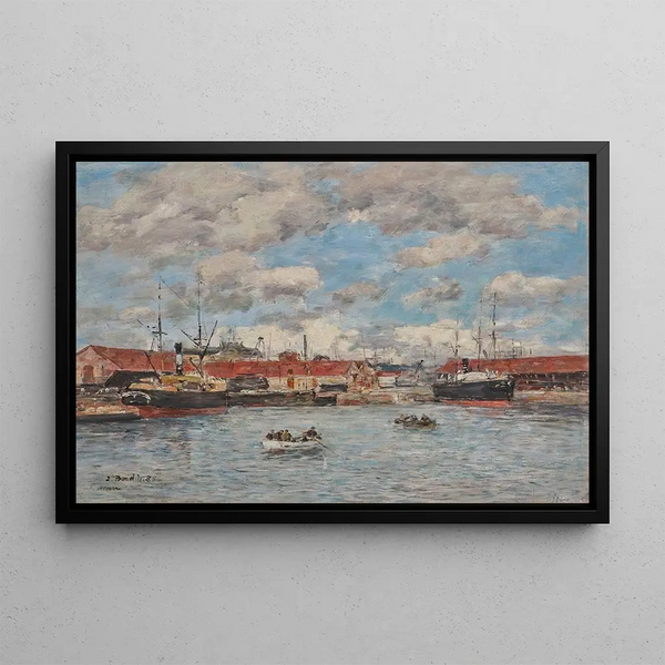 Le Havre, the dock basin - Eugène Boudin — framed artwork on a wall
