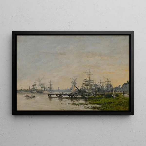 Le port de Bordeaux vu du quai de Bacalan - Eugène Boudin — framed artwork on a wall