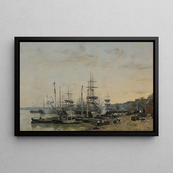 The port of Bordeaux seen from the Chartrons quay - Eugène Boudin — framed artwork on a wall