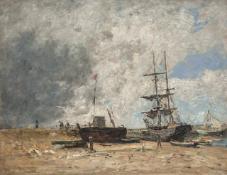 The Trouville Shore, low tide - Eugène Boudin — artwork view