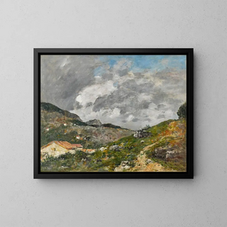 Mountains near Nice - Eugène Boudin — framed artwork on a wall