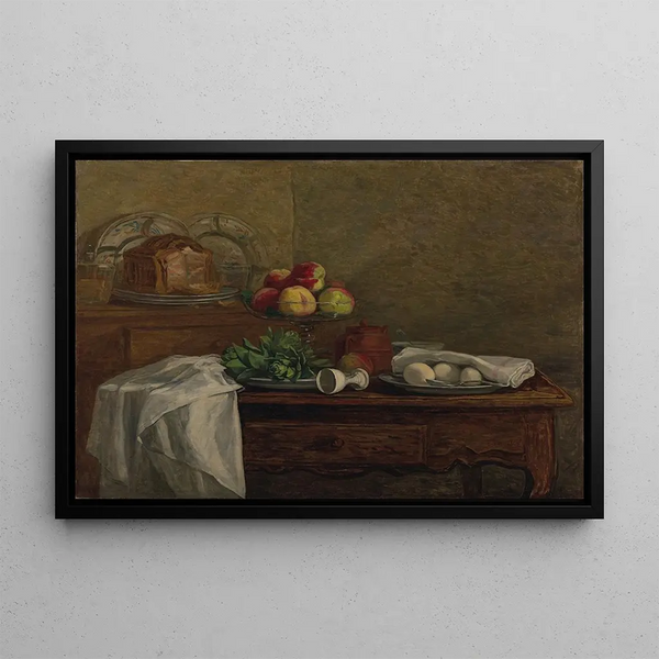 Still life with overturned egg cup - Eugène Boudin — framed artwork on a wall