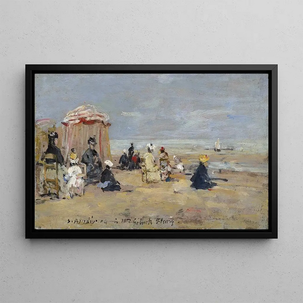 On the beach - Eugène Boudin — framed artwork on a wall