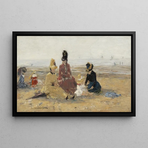 On the beach, Trouville - Eugène Boudin — framed artwork on a wall