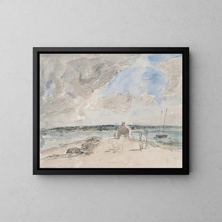 Plougastel, the passage at the mouth of the Landerneau river - Eugène Boudin — framed artwork on a wall