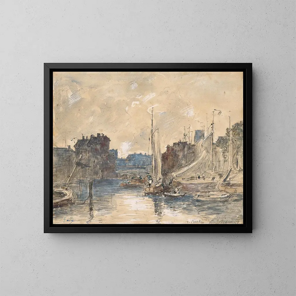 Port of Rotterdam - Eugène Boudin — framed artwork on a wall
