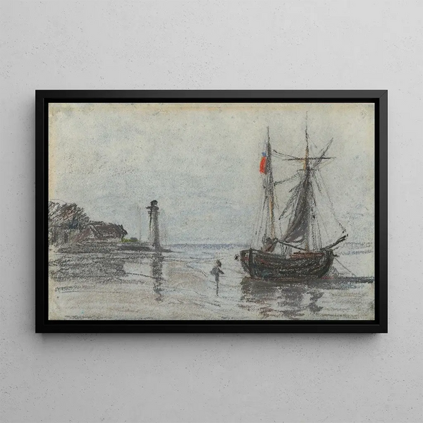 Rade aux environs d'Honfleur - Eugène Boudin — framed artwork on a wall