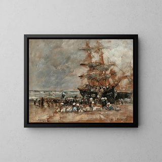 Return of the Terreneuvier to Portrieux - Eugène Boudin — framed artwork on a wall