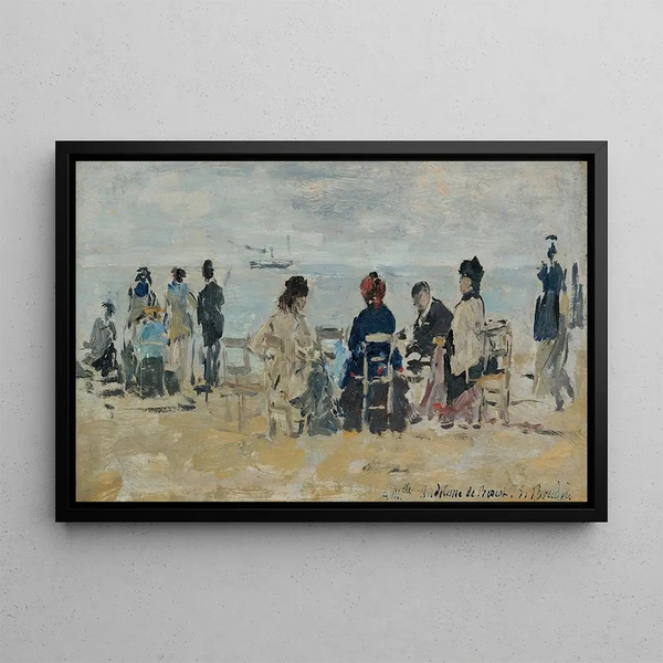 Beach scene - Eugène Boudin — framed artwork on a wall