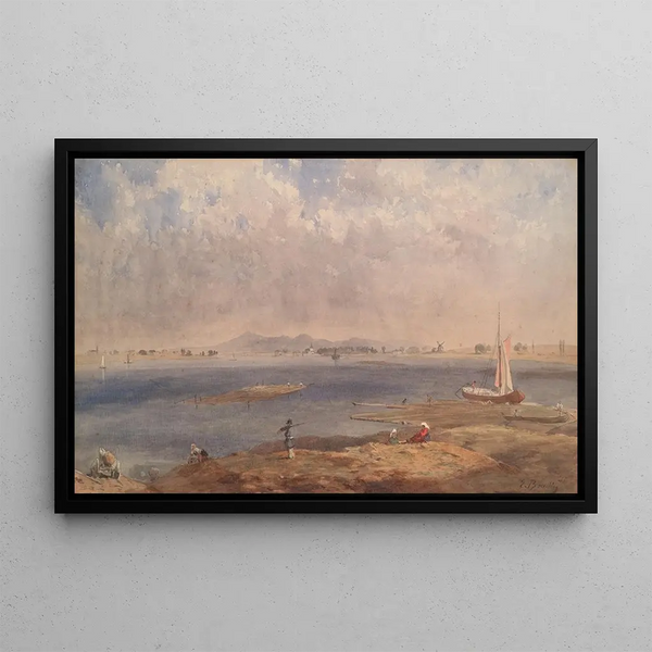 Marine landscape painting in Brittany - Eugène Boudin — framed artwork on a wall