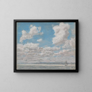 Marine painting with open sky - Eugène Boudin — framed artwork on a wall
