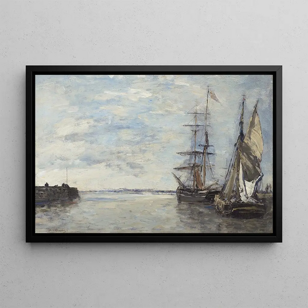 Departure from the port - Eugène Boudin — framed artwork on a wall