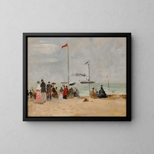 On the Trouville Beach - Eugène Boudin — framed artwork on a wall