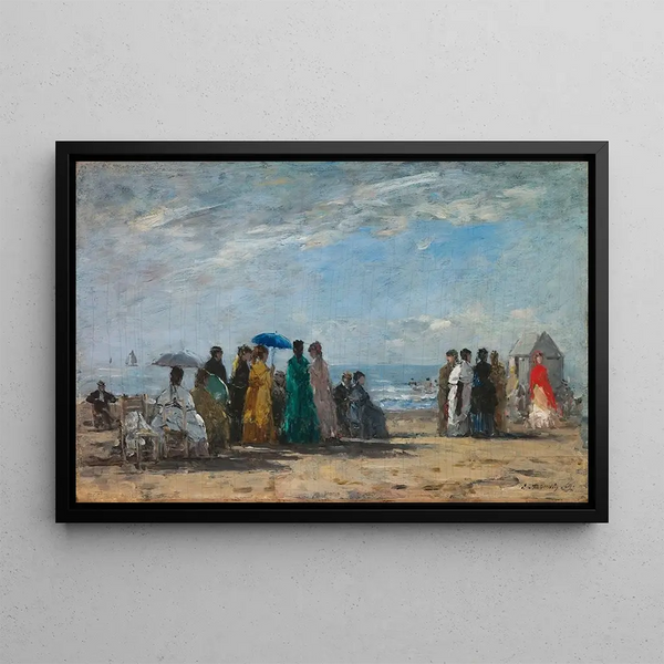 La plage à Trouville - Eugène Boudin — framed artwork on a wall